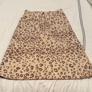 Current Air Leopard denim Print A-Line Skirt - Beige Brown